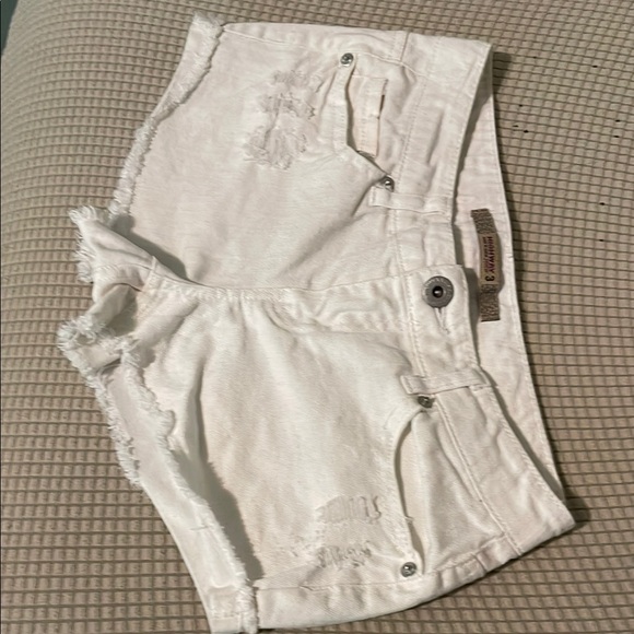 White Jean Shorts Distressed‎ Casual - Picture 1 of 5